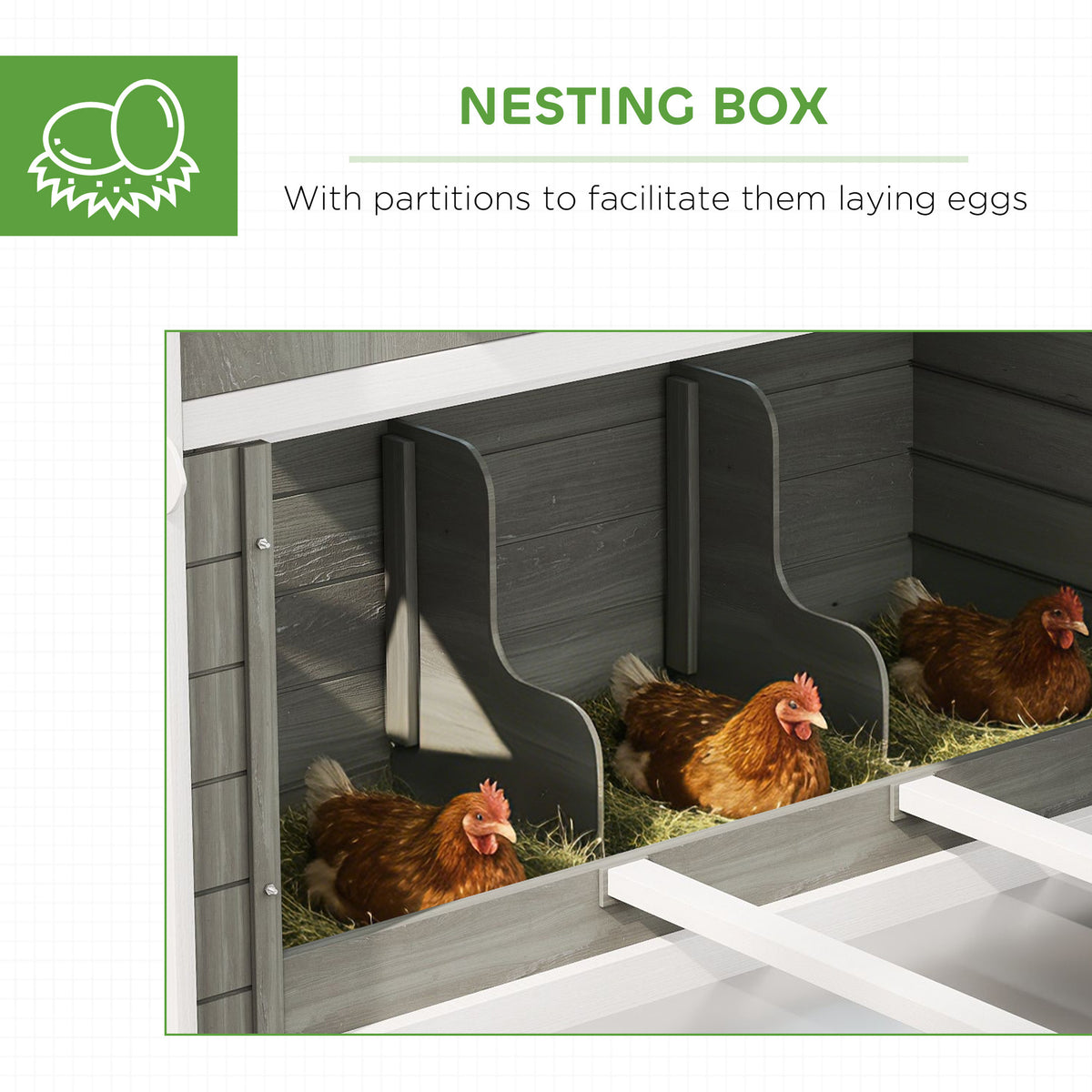 137" Wooden Chicken Coop for 4-6 Chickens, Backyard, Dark Gray