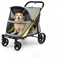 220LBS Large Capacity Dog Stroller, Foldable Pet Stroller with 360 Swivel Shock-Absorbing Wheels, One-Click Brake & Retr