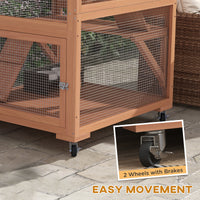 Catio, Outdoor Cat Enclosure House on Wheels with Hammock, Orange