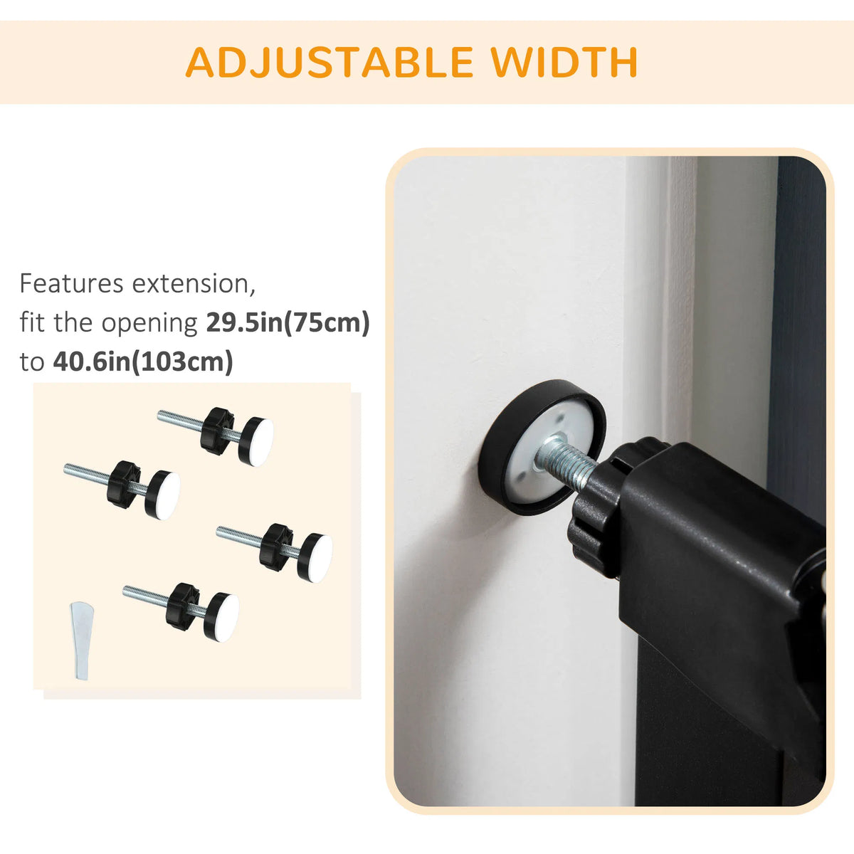 29.5"-40.6" Metal Pet Gate, Dog Gate with Auto Closing Door, Double Locking, for Doorways, Stairs, Hallways, Black