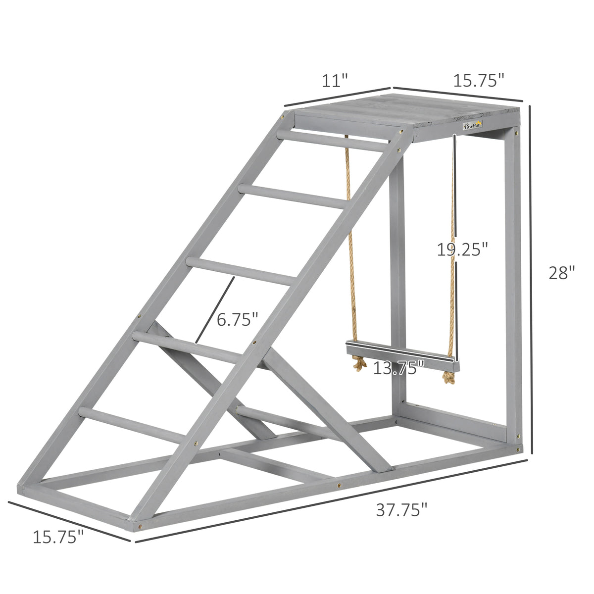 Chicken Activity Play for Healthy & Happy Animals, Swing Set with Chicken Perches & Hen Ladder, Chicken Coop Toy, Gray