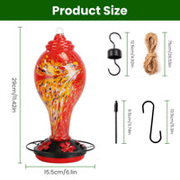 1Pc Glass Hummingbird Feeder 33OZ Hand Blown Hummingbird Feeder With 5 Flower Feeding Port Perch Ant Moat Hanging Hook S