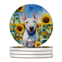 Silky Terrier Spring Path Large Sandstone Coasters Pack Of 4 Absorbent Round Coasters Decor Gifts For Men Or Women, 4 In
