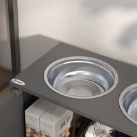Elevated Dog Bowls with Storage Cabinet Containing Large 44L Capacity, Gray