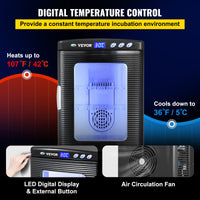 Black Reptile Incubator 25L Scientific Lab Incubator Digital Incubator Cooling And Heating 5-42°C Reptile Egg Incubator 