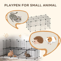 36 Panels Small Animal Playpen with Door, DIY C & C Cage for Guinea Pigs with Ramp, Portable Metal Wire Yard for Rabbit,