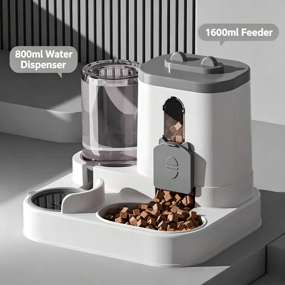 4 Colors Gravity Pet Feeder Water Dispenser Cute Cat Shaped Automatic Food Water Bowl Large Capacity Detachable Stable A