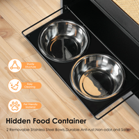 Feeding Station With 1 Storage Cabinets, Pet Feeding Station With 2 Elevated Dog Bowls, Side Hooks, Anti-tip Kit, Hidden