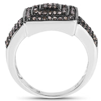 0.42 Carat Genuine Champagne Diamond .925 Sterling Silver Ring