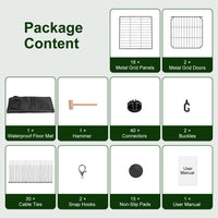 47x24x12IN Guinea Pig Cage Small Animal Playpen DIY Metal Pet Enclosure With 20 Panels Waterproof Floor Mat For Hedgehog
