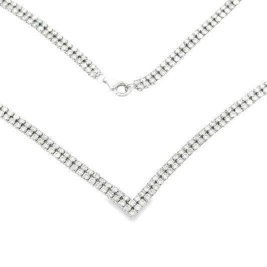 Natural 7.00ct Diamond Tennis Necklace 14KT White Gold