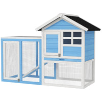 49 Wooden Rabbit Hutch Bunny Cage With Waterproof Asphalt Roof, Fun Outdoor Run, Removable Tray And Ramp, For Rabbits, C