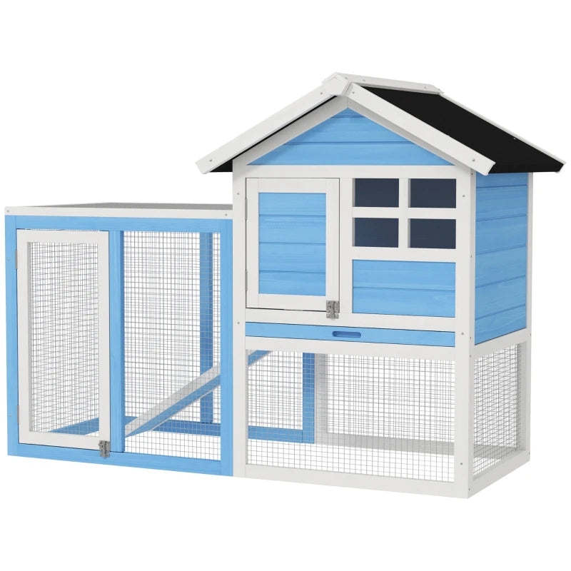 49 Wooden Rabbit Hutch Bunny Cage With Waterproof Asphalt Roof, Fun Outdoor Run, Removable Tray And Ramp, For Rabbits, C