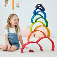 12-Piece Large Wooden Rainbow Stacking Blocks – Primary Colors | Pine or Linden Wood Options - BIG FRENCHIES