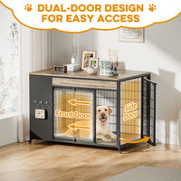 42-Inch Double Wide Wooden Double-Door Dog Crate Side Table Combo - Heavy-Duty DIY Assembly, Chew-Resistant Construction