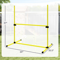 4 Piece Dog Agility Set with Adjustable Height Jump Bars, Carry Bag, Displacing Top Bar, Yellow Yellow