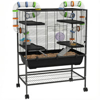 Small Animal Cage For Syrian Hamster, Gerbil Cage With Tubing System, Running Wheel, Ramps, Platforms