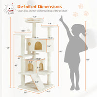 Multi-functional cat tree house cat climbing frame, lounge and recreation area detachable toy, 54in