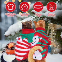 2 Patterns 4 Sizes Option-- 1Pc Pet Christmas Turtleneck Sweater Dog Cat Christmas Clothes Snowman Stripes Costume Winte