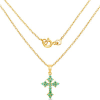 14K Yellow Gold Plated 1.05 Carat Genuine Zambian Emerald .925 Sterling Silver Pendant