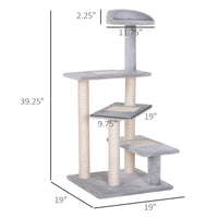 40" 5-Level Revolving Stair Cat Tree Scratcher Climbing Activity Tower with Play Center and Resting Perch - Gray
