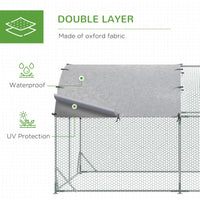 Galvanized Large Metal Chicken Coop Cage Walk-in Enclosure Poultry Hen Run House Playpen Rabbit Hutch with Cover for Out