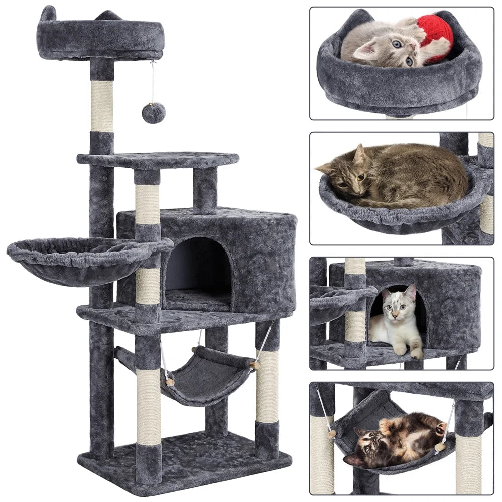 Ultimate 55" Dark Gray Cat Tree Tower - The Perfect Playground for Your Feline Friends! - BIG FRENCHIES