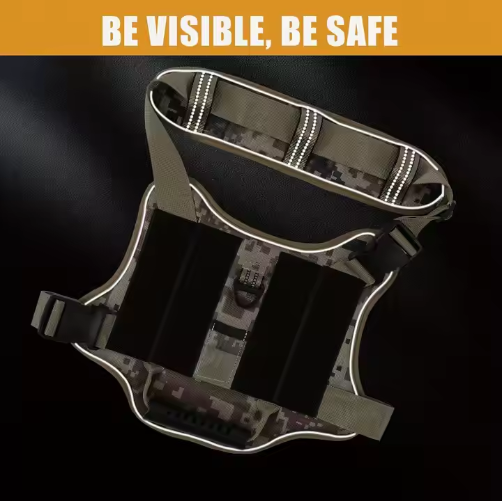 USLOCAL Tactical Service Dog Harness With Control Handle No Pulling Adjustable Reflective Pet Vest Harness Easy Walking 