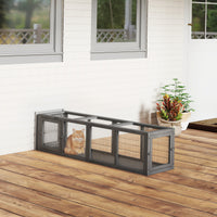 Outdoor Cat Tunnel, 59" Wooden Play Cat Enclosure, Extendable Pet Run with 3 Doors for Kitty, Puppy, Gray