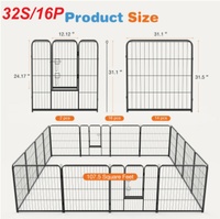 Dog Playpen Indoor Fence Height Metal Exercise Pen With Door Small Puppy-Medium-Large Dogs Animal Pet For Outdoor, Garde