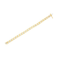 10K Yellow Gold Plated Sterling Silver 2 cttw Diamond "XOXO" Bracelet (J-K Clarity, I1-I2 Color) - Size 7.25"