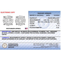 IGI Certified 14K White Gold 1 1/2 Cttw Round Diamond Solitaire Stud Earrings with Screwbacks (G-H Color, I1-I2 Clarity)