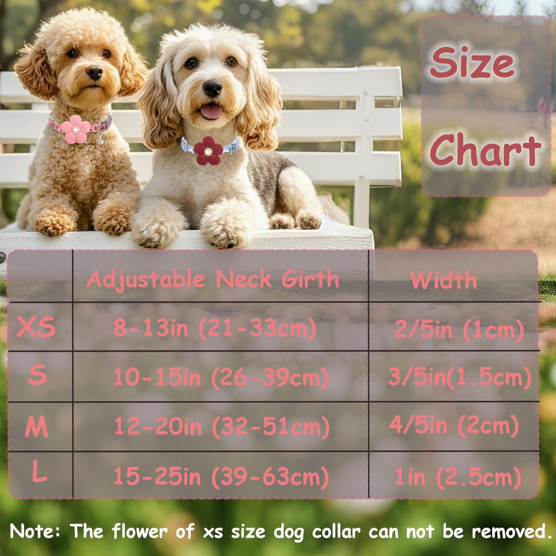 Small Dog Collar With Flower, Spring Dog Collar For Girl Dog Collars For Small Dogs Cute Dog Collar With Bell, Adjustabl