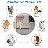 3-Level Metal Cat Cage Enclosure, Modular Pet Habitat with 3 Doors, 2 Ladders, Plush Hammock and Toy Ball for Small Indo