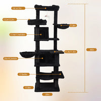 68in Tall Multi-Level Green Cat Tree with Hammocks, Hanging Basket, Cat Cave, Removeable Cushion, Scratching Posts - Plu
