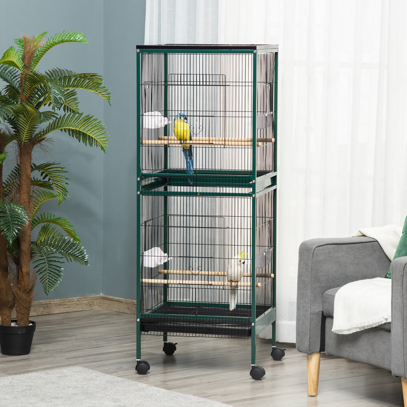Large Bird Cage with 1.7 ft. Width for Wingspan, Bird Aviary Indoor with Multi-Door Design, Fit for a Canary, Finch, Con