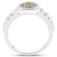 0.25 Carat Genuine Yellow Diamond .925 Sterling Silver Ring