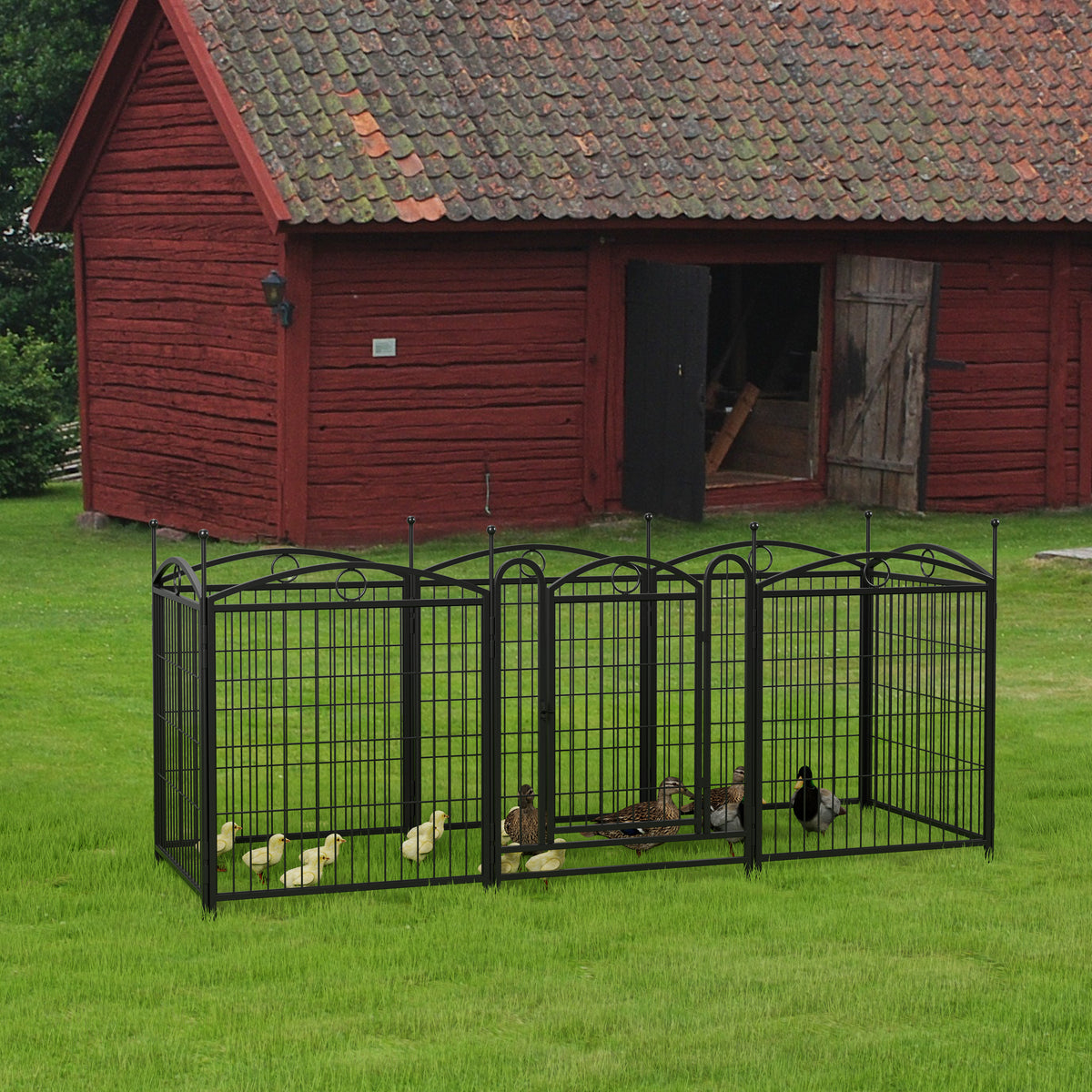 Dog Playpen Indoor 32 inch 8 Panels Metal Dog Pen Pet Dog Fence Outdoor Exercise Pen with Doors, Heavy Duty Dog Fence Pu