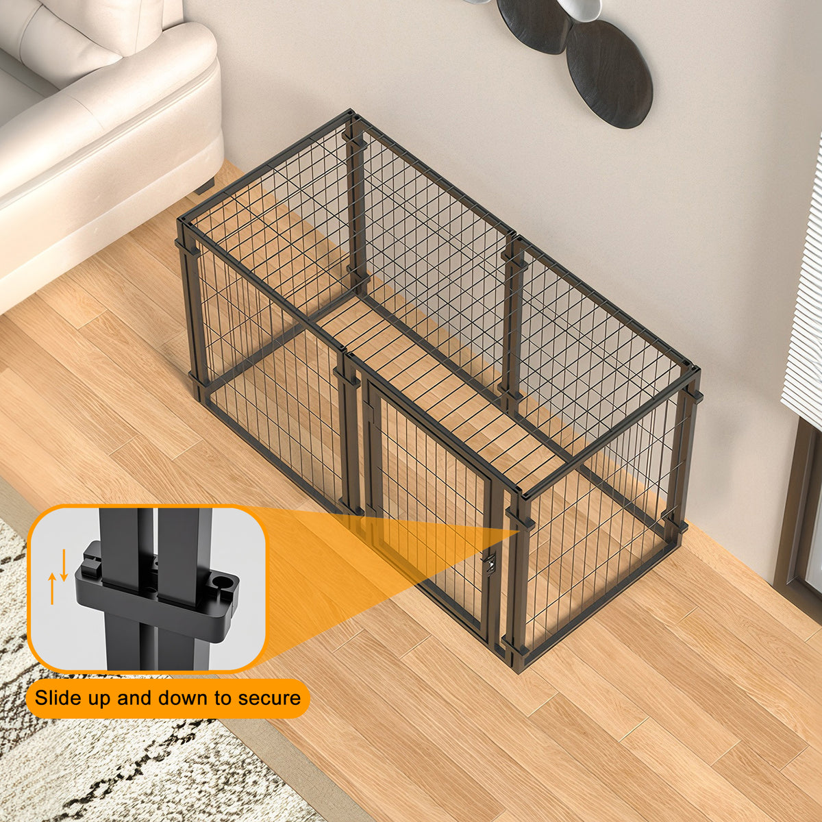 47.2" Dog Crate for Small Medium Large Dogs, Puppy Dog Playpen for Yard Indoor Outdoor Use, Pet Dog Cage Kennel (47.2"L 