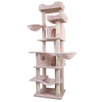 68in Tall Multi-Level Green Cat Tree with Hammocks, Hanging Basket, Cat Cave, Removeable Cushion, Scratching Posts - Plu