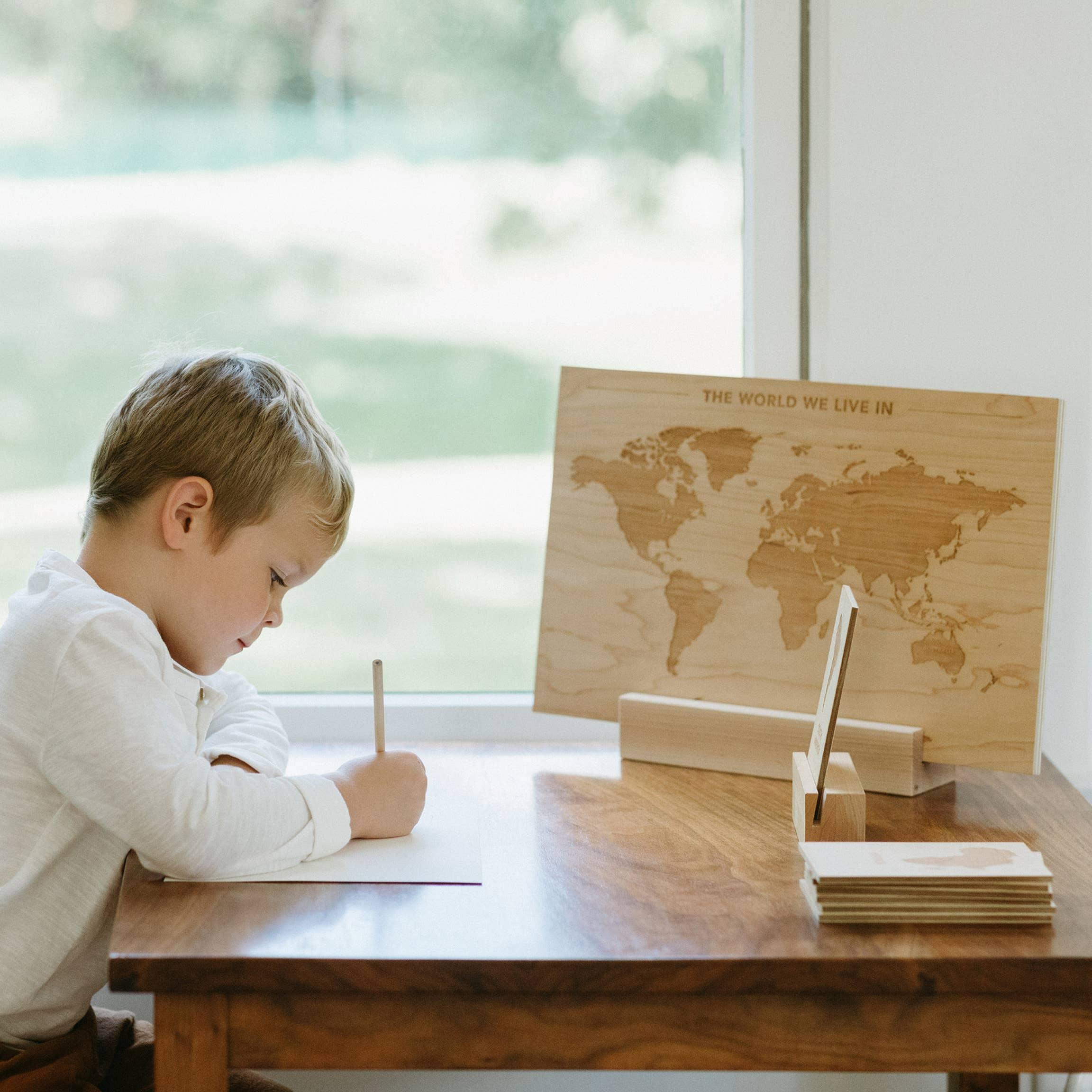 Wooden World Map Engraved on Wood with World's Continents - BIG FRENCHIES
