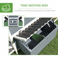 156 Extra Large Wooden Chicken Coop With 2 Nesting Box, Run Cage, Waterproof Wave Roof, For 10-15 Chickens, Light Gray