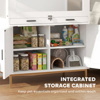 Hamster Cage with Storage Cabinet, Small Animal Cage with Pull Out Drawer and Acrylic Panels, 30" x 19.5" x 36"
