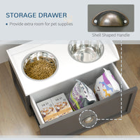 Pet Feeding Station Pet Dish Bowl Set with Storage, 2 Elevated Dog Bowls for Large Sized Dogs, Gray