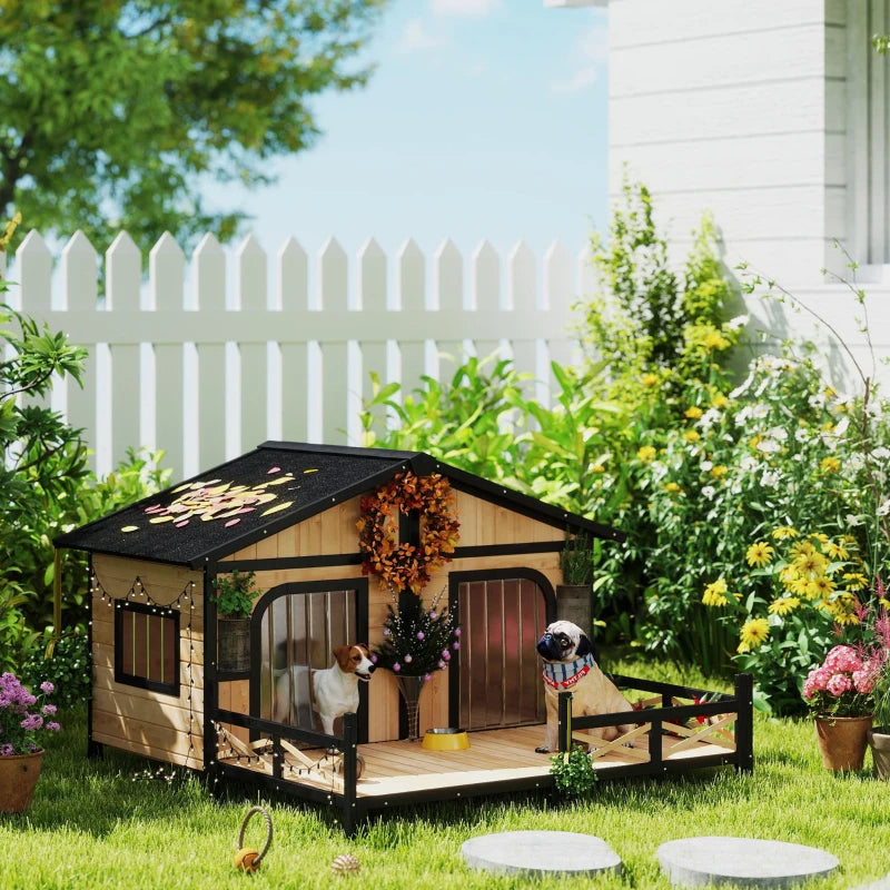Dog House Outdoor, Wooden Dog Kennel Weatherproof With Porch, Openable Roof, Multiple Packages Shipped. Please Pay Atten