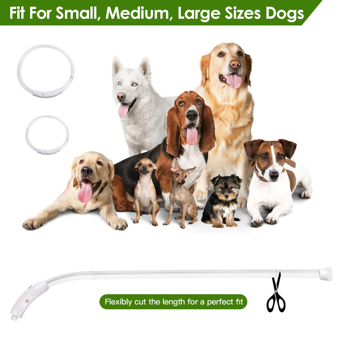 1Pc USB Rechargeable LED Dog Collar Multi Color Lighting Dog Safety Collar Cuttable Length Glow Dog Collar For Small Med