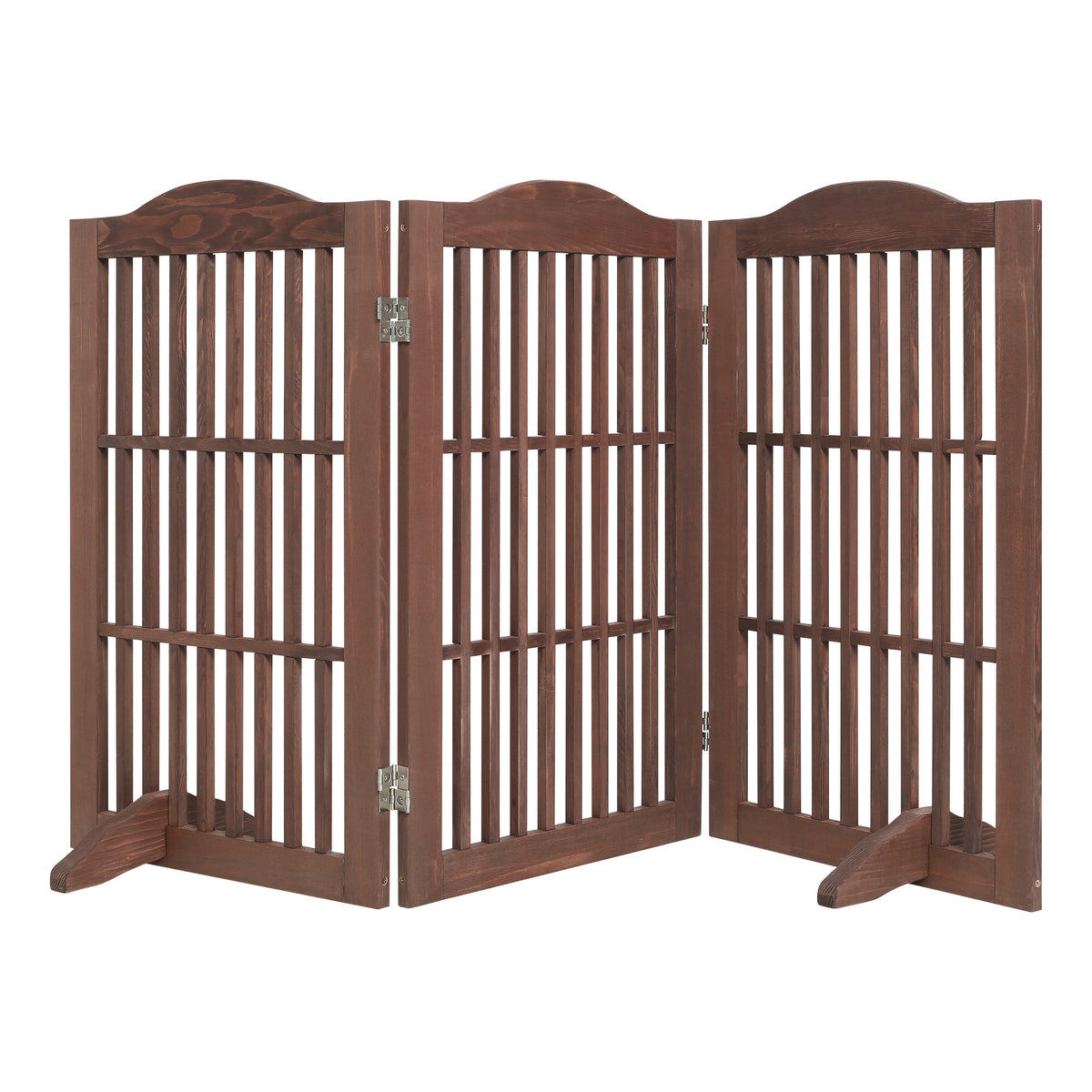 Wooden Freestanding Foldable Pet Gate for Dogs, 30 inch 3 Panels Step Over Fence, Dog Gate for The House, Doorway