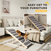 Dog Ramp For Couch, 4 Adjustable High-traction Carpet And Crossbars Foldable Pet Ramp For Small To Large Dog