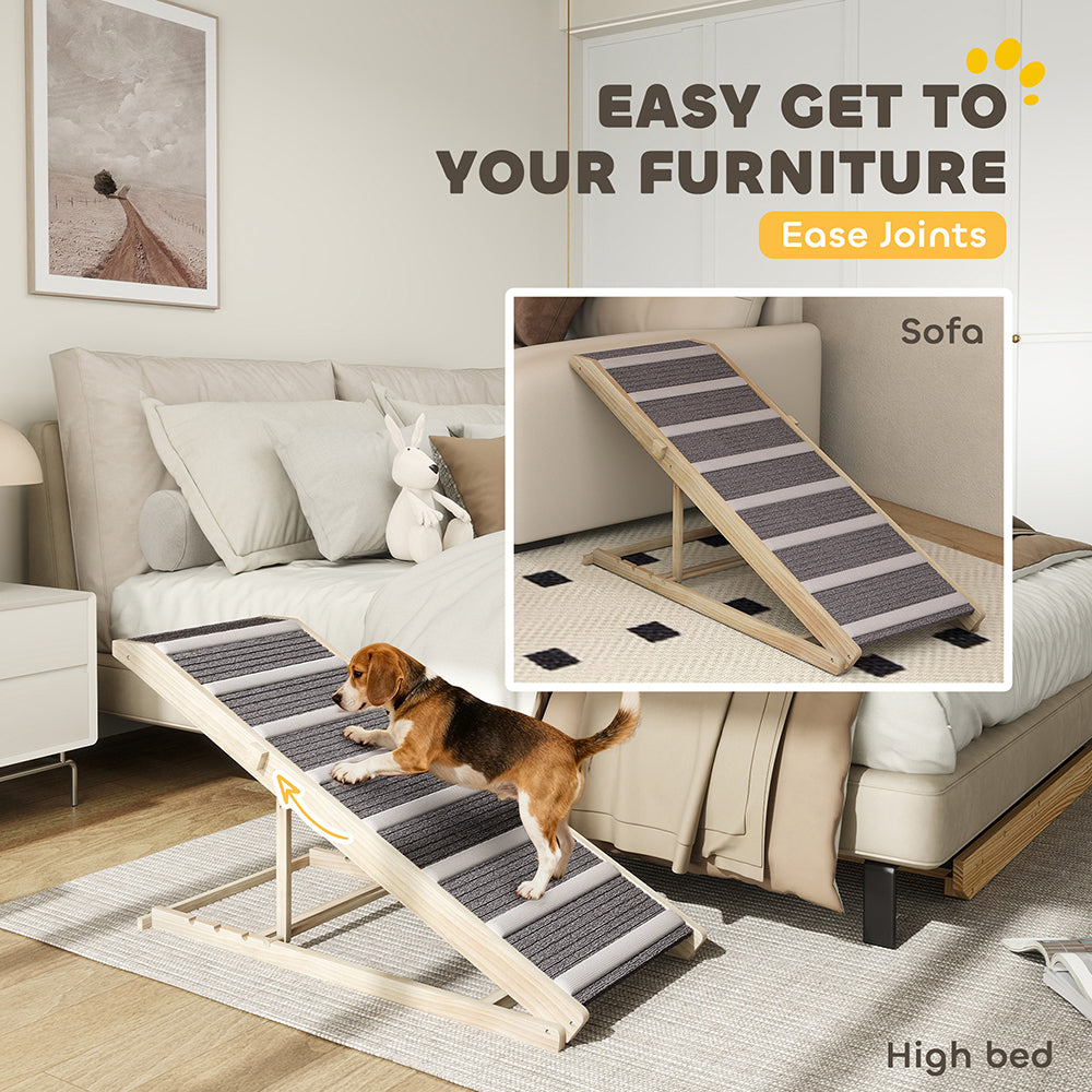 Dog Ramp For Couch, 4 Adjustable High-traction Carpet And Crossbars Foldable Pet Ramp For Small To Large Dog