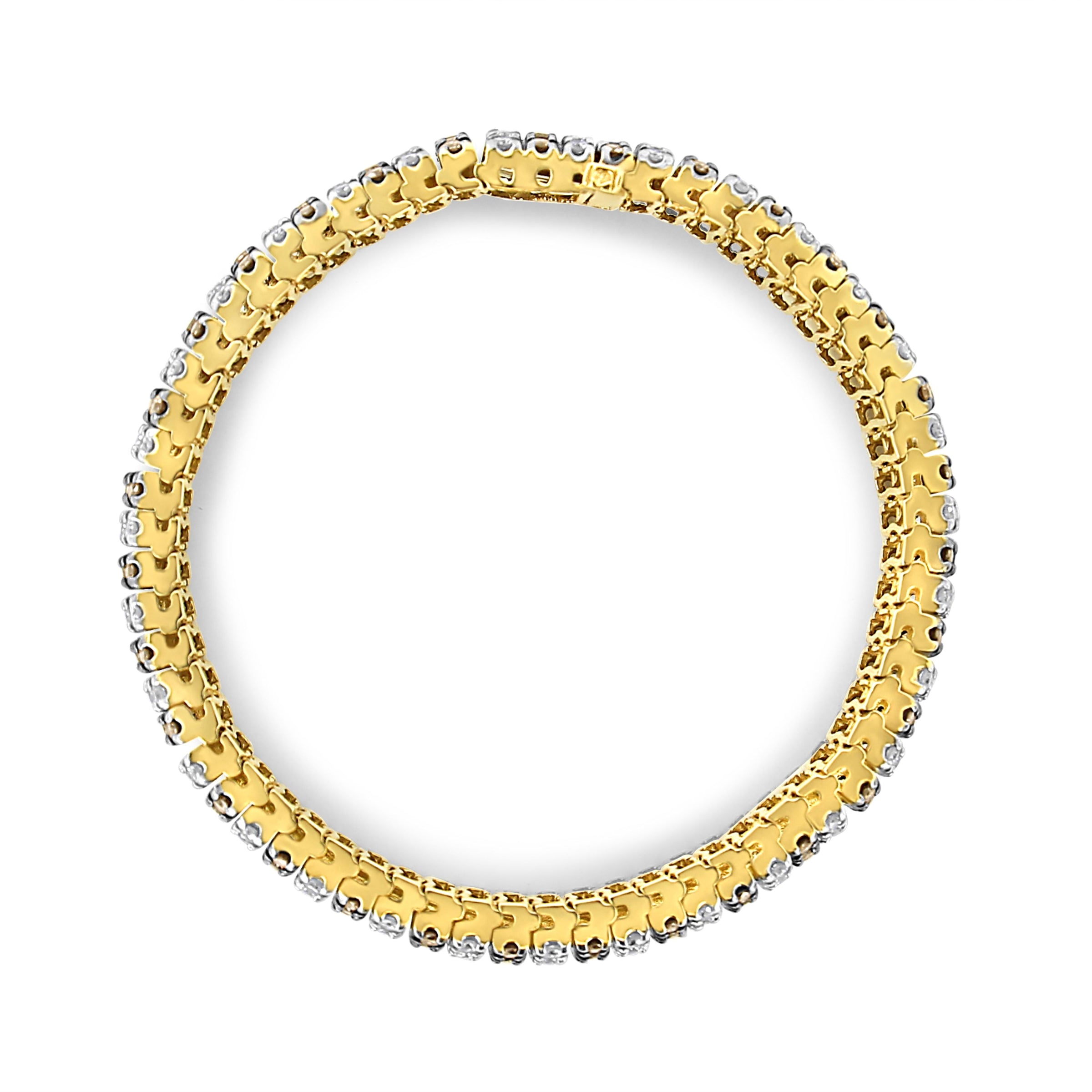 10K Yellow Gold 10-1/3 Cttw Alternating Coco Color and White Diamond 5 Row Tennis Bracelet (Brown/H-I Color, SI1-SI2 Clarity) - Size 7.25